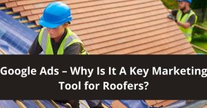Roofers installing new shingles on a residential roof with safety gear and tools.