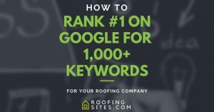 Promotional image about ranking #1 on Google for roofing keywords.