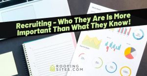 Marketing presentation slide with charts and a notebook on a desk.