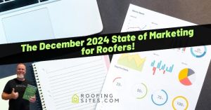 Person holding a marketing report with charts and graphs for roofing business in December 2024.